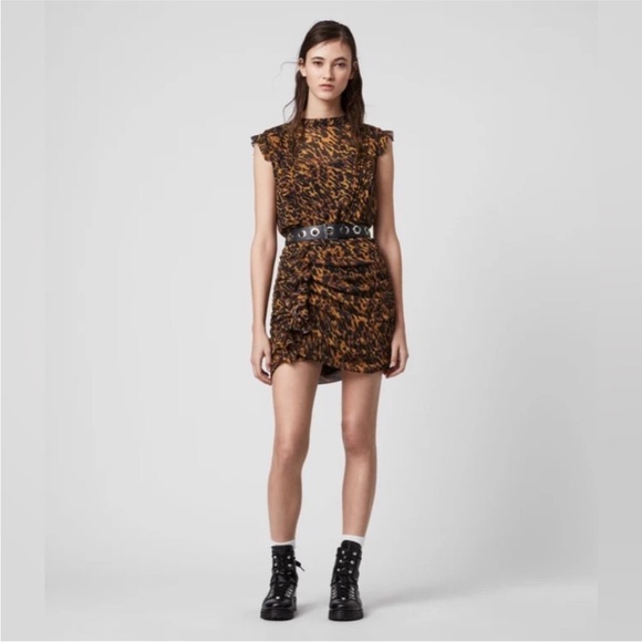 EUC AllSaints Ambient Leopard Print Hali Dress - Picture 6 of 6